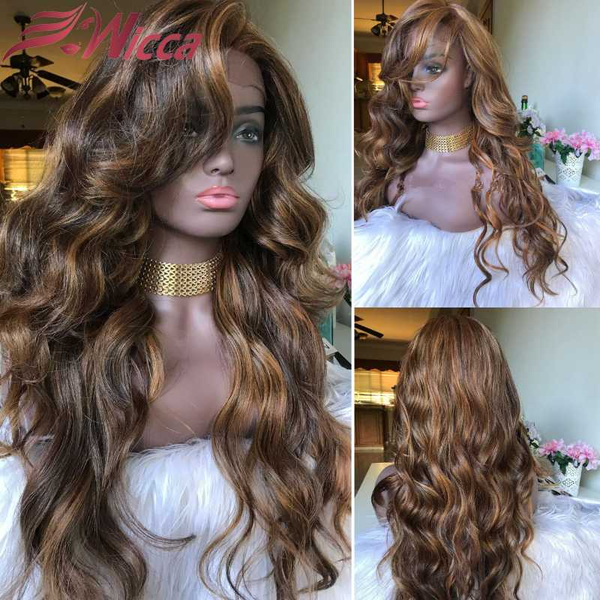 wicca 13x6 180 density lace front human hair wigs highlight wavy pre plucked brazilian remy for black women with baby hair, Black;brown
wicca 13x6 180 density lace front human hair wigs highlight wavy pre plucked brazilian remy for black women with baby hair, Black;brown