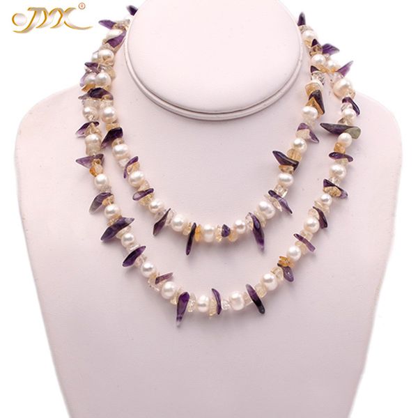 jyx fine jewelry factory price 8-10mm white round freshwater pearls and irregular yellow and purple crystal opera necklace, Silver
jyx fine jewelry factory price 8-10mm white round freshwater pearls and irregular yellow and purple crystal opera necklace, Silver