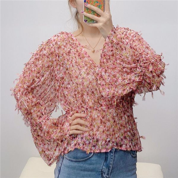 women's blouses & shirts women sweet printed chiffon ruffled blouse fashion v neck long sleeve female blusas streetwear ladies shirt, White
women's blouses & shirts women sweet printed chiffon ruffled blouse fashion v neck long sleeve female blusas streetwear ladies shirt, White