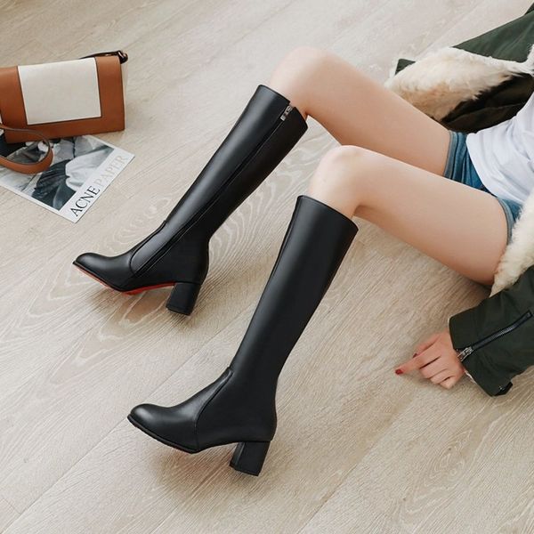2021 fashion high heels women knee high boots pu leather office ladies dress shoes spring autumn zip boots woman big size 33-48, Black
2021 fashion high heels women knee high boots pu leather office ladies dress shoes spring autumn zip boots woman big size 33-48, Black