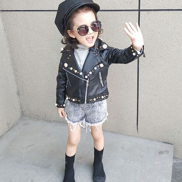 spring autumn girls pu jacket baby coat children outwear kids streetwear clothes faux leather pearl rivet zipper 2 to 7 yrs, Blue;gray
spring autumn girls pu jacket baby coat children outwear kids streetwear clothes faux leather pearl rivet zipper 2 to 7 yrs, Blue;gray