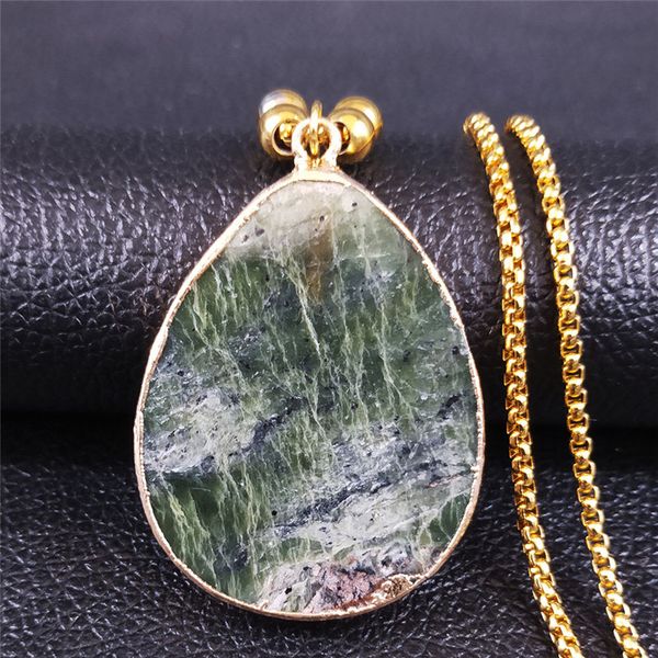 pendant necklaces afawa green natural stone stainless steel long chain necklace for women gold color water drops jewelry joyas nb27s04, Silver
pendant necklaces afawa green natural stone stainless steel long chain necklace for women gold color water drops jewelry joyas nb27s04, Silver