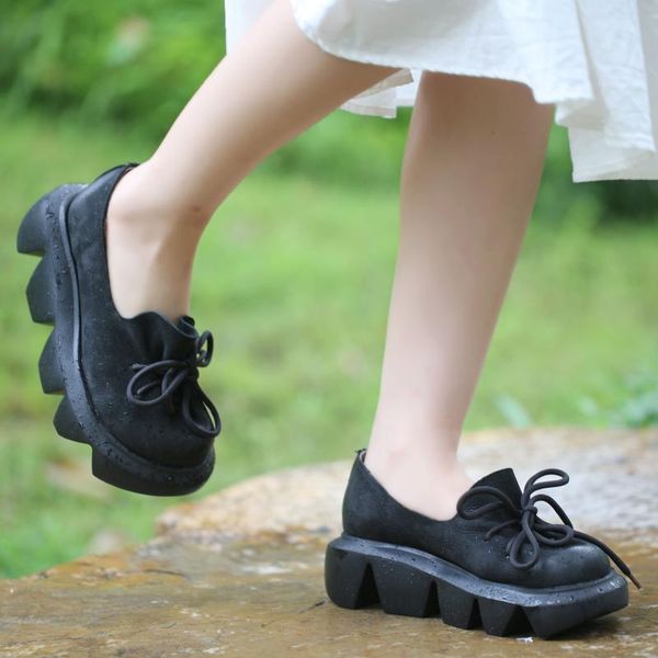 2020 spring new women's shoes thick bottom leather retro casual women's shoes first layer leather comfortable tide, Black 
2020 spring new women's shoes thick bottom leather retro casual women's shoes first layer leather comfortable tide, Black