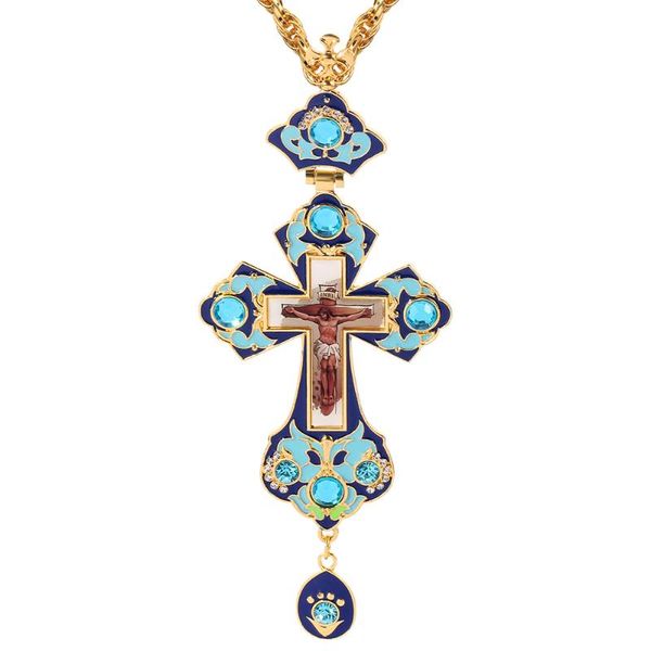 pectoral cross orthodox jesus crucifix pendants gold plated rhinestones cross chain blue enamel gold necklace religious, Silver
pectoral cross orthodox jesus crucifix pendants gold plated rhinestones cross chain blue enamel gold necklace religious, Silver