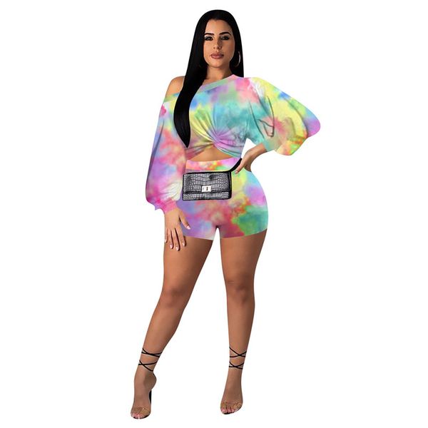 women tracksuit fashion tie dye suit casual long sleeve off shoulder short pant women designers clothes, Gray
women tracksuit fashion tie dye suit casual long sleeve off shoulder short pant women designers clothes, Gray
