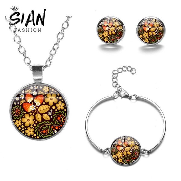 sian khokhloma russian folk art patterns jewelry sets doll birds printing glass chain necklace bracelet earrings bohemian style, Silver
sian khokhloma russian folk art patterns jewelry sets doll birds printing glass chain necklace bracelet earrings bohemian style, Silver
