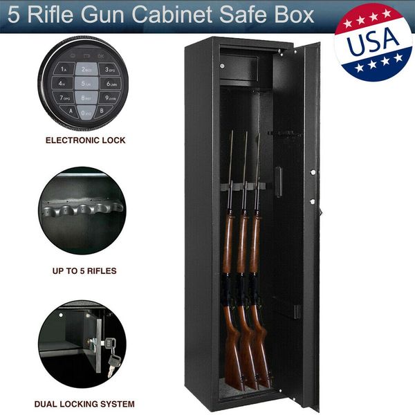 Safe Mechanical 5 Guns Safety Rifle Bullet Gun Safe Electronic Code Lock Jewelry Money Home Black