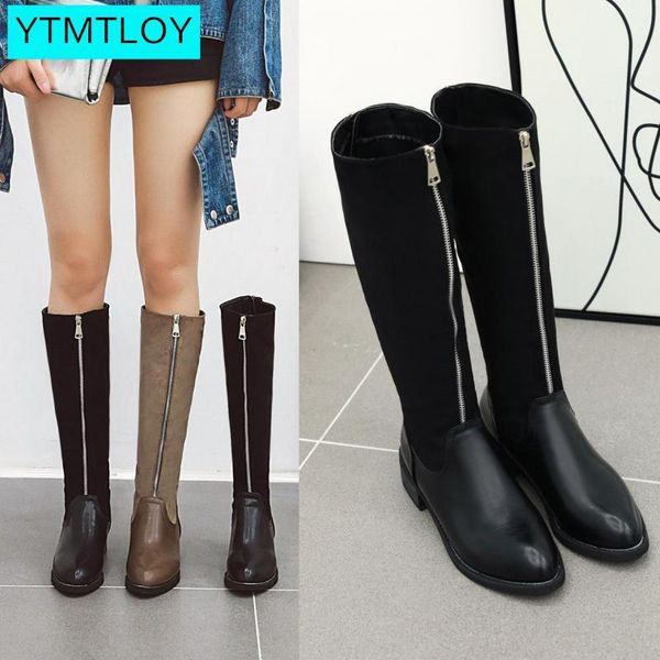 thigh high boots brown women vintage leather square heel zipper knee height boot keep warm round toe shoes british style calzad, Black
thigh high boots brown women vintage leather square heel zipper knee height boot keep warm round toe shoes british style calzad, Black