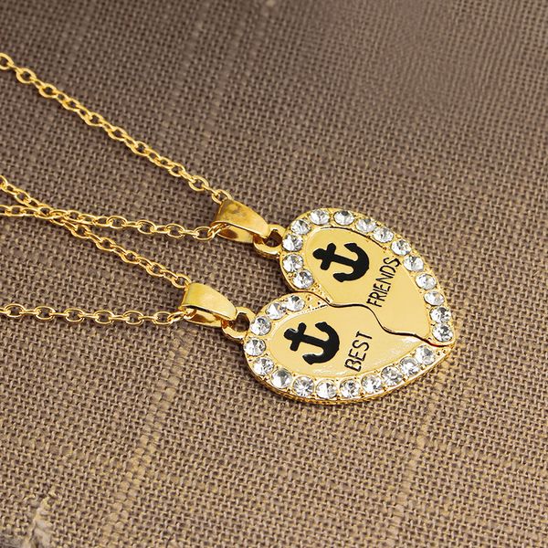 2 pcs/set friends heart broken anchor symbol necklace friendship couple pendant chain necklace shiny zircon gold jewelry, Silver
2 pcs/set friends heart broken anchor symbol necklace friendship couple pendant chain necklace shiny zircon gold jewelry, Silver