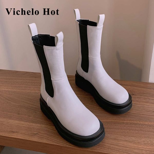 vichelo european style genuine leather platform round toe thick high heels slip on beauty lady daily wear mid-calf boots l79, Black
vichelo european style genuine leather platform round toe thick high heels slip on beauty lady daily wear mid-calf boots l79, Black