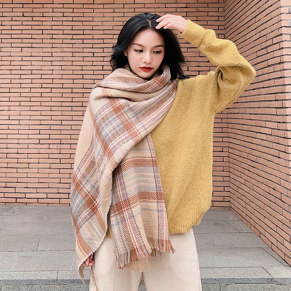 scarves fun produer japanese and korean autumn winter women's scarf imitation cashmere plaid double-sided fashion shawl, Blue;gray
scarves fun produer japanese and korean autumn winter women's scarf imitation cashmere plaid double-sided fashion shawl, Blue;gray