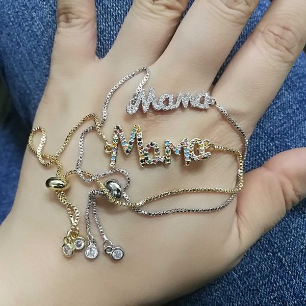 link, chain korean letter mama cubic zicronia adjustable bracelet jewelry, Black 
link, chain korean letter mama cubic zicronia adjustable bracelet jewelry, Black