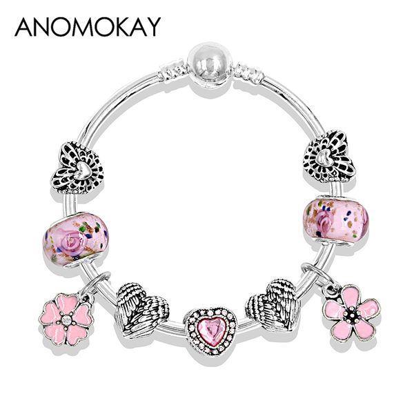 charm bracelets european & american pink drip oil flower bracelet silver plated heart bead bangles pulseiras mujer anomokay, Golden;silver
charm bracelets european & american pink drip oil flower bracelet silver plated heart bead bangles pulseiras mujer anomokay, Golden;silver