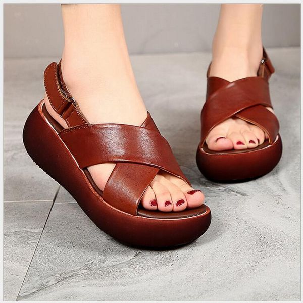 dress shoes 2021 genuine leather ladies sandals thick bottom slip-on fashion retro handmade women casual platform sandal 35-40, Black
dress shoes 2021 genuine leather ladies sandals thick bottom slip-on fashion retro handmade women casual platform sandal 35-40, Black
