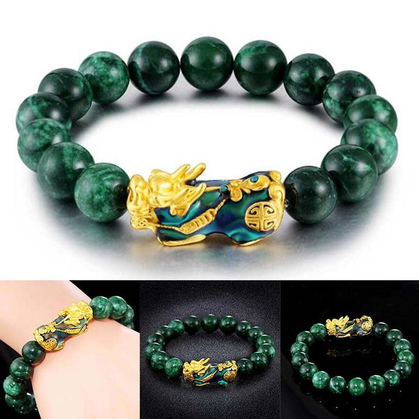 green bracelet stone golden pixiu charm color changing wristband for men nyz shop, Golden;silver
green bracelet stone golden pixiu charm color changing wristband for men nyz shop, Golden;silver