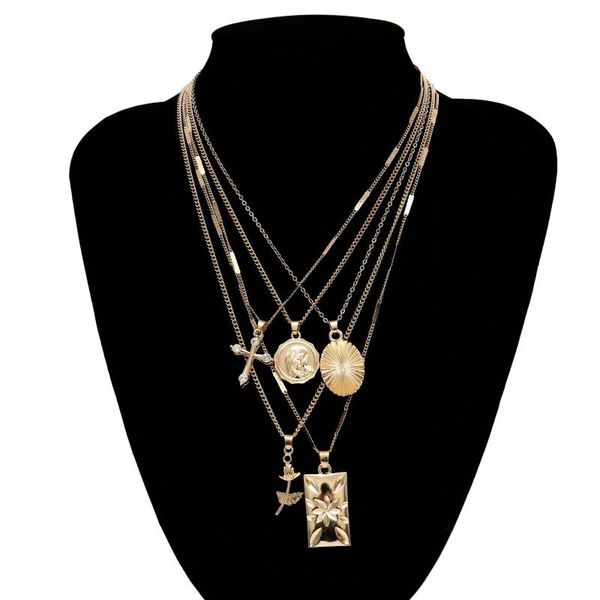 layered rose cross pendant choker necklace set boho carve portrait coin long chain necklace women christian gift, Silver
layered rose cross pendant choker necklace set boho carve portrait coin long chain necklace women christian gift, Silver