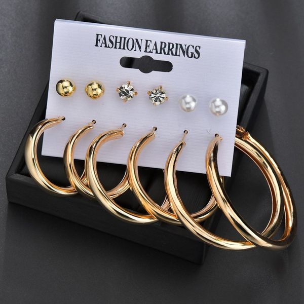 6 pairs/set 2020 new romantic exquisite heart crystal earring gold color big round circle hoop earring set women, Golden;silver
6 pairs/set 2020 new romantic exquisite heart crystal earring gold color big round circle hoop earring set women, Golden;silver