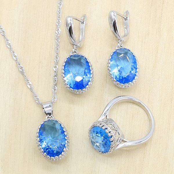 oval sky blue crystal silver color jewelry sets for women earrings rings necklace pendant gift box
oval sky blue crystal silver color jewelry sets for women earrings rings necklace pendant gift box