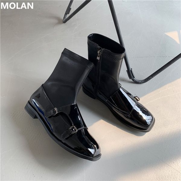 molan brand designer 2020 winter korean fashion parent leather short ankle boots square toe belt decoration black female shoes
molan brand designer 2020 winter korean fashion parent leather short ankle boots square toe belt decoration black female shoes