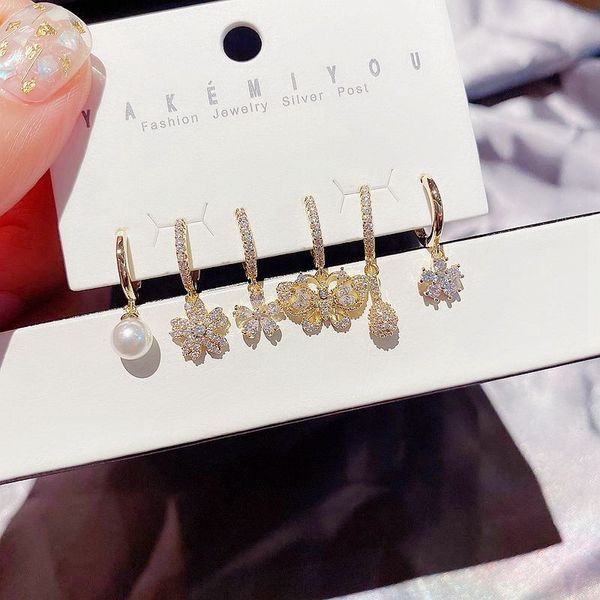 MIGGA 6pcs Cubic Zircon Dangle Earrings Set Gold Color Elegant Flower Butterfly Earrings for Women Party Jewelry, Silver
MIGGA 6pcs Cubic Zircon Dangle Earrings Set Gold Color Elegant Flower Butterfly Earrings for Women Party Jewelry, Silver