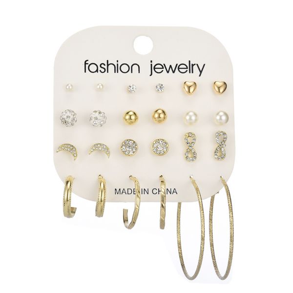 12 pairs / set gold silver colour new earrings big ear ring simple punk pearl 8 word moon jewelry ladies set friendship gifts, Golden;silver
12 pairs / set gold silver colour new earrings big ear ring simple punk pearl 8 word moon jewelry ladies set friendship gifts, Golden;silver