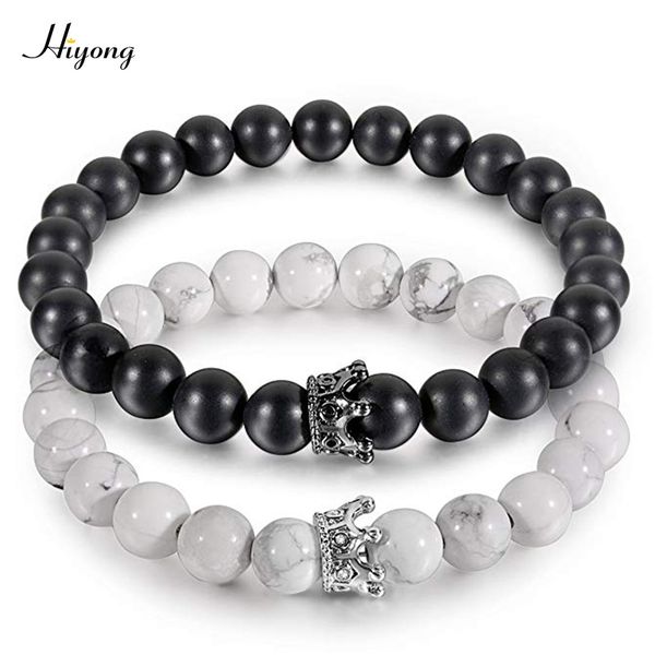 natural stone beads crown bracelet 8mm black matte agates white howlite bracelet couples distance bracelets his and hers jewelry
natural stone beads crown bracelet 8mm black matte agates white howlite bracelet couples distance bracelets his and hers jewelry