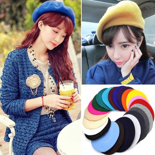 berets 1pc autumn winter woolen beret for women/girls solid color hat bonnet caps warm soft beanie fashion elegant gifts, Blue;gray
berets 1pc autumn winter woolen beret for women/girls solid color hat bonnet caps warm soft beanie fashion elegant gifts, Blue;gray