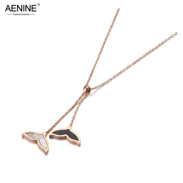 aenine bohemia titanium steel white/black shell fish tail pendant jewelry trendy rose gold beach necklace for women girl an19103, Silver
aenine bohemia titanium steel white/black shell fish tail pendant jewelry trendy rose gold beach necklace for women girl an19103, Silver