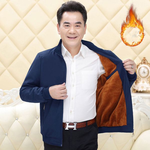 men solid color middle-aged father coat 2020 spring autumn slim fit stand collar zipper business casual male short jacket, Black
men solid color middle-aged father coat 2020 spring autumn slim fit stand collar zipper business casual male short jacket, Black