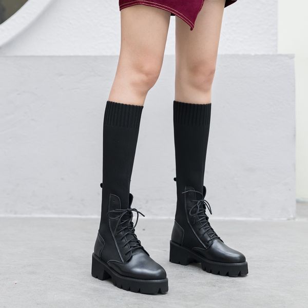 boots winter knitting genuine leather plus size long women equestrian thick sole platform plush inside ankle lady 191007, Black
boots winter knitting genuine leather plus size long women equestrian thick sole platform plush inside ankle lady 191007, Black