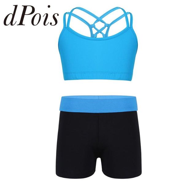 children girls sports suit spaghetti straps criss cross back bra crop + shorts gymactics workout kids sports sets sportswear, Black;blue
children girls sports suit spaghetti straps criss cross back bra crop + shorts gymactics workout kids sports sets sportswear, Black;blue