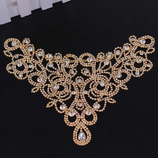large v-shaped crystal patch rhinestone neckline for the wedding dress skirt flashing belly dance girdle decorative applique, Golden;silver
large v-shaped crystal patch rhinestone neckline for the wedding dress skirt flashing belly dance girdle decorative applique, Golden;silver