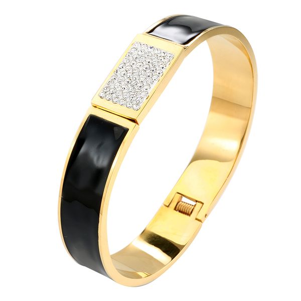 trendy stainless steel cz gold color woman cuff bangles bracelets wedding party wristband jewellery gift, Black
trendy stainless steel cz gold color woman cuff bangles bracelets wedding party wristband jewellery gift, Black