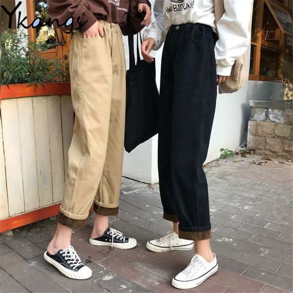 autumn and winter plus velvet plus size pants female korean style loose harajuku trousers high waist thicked casual trendy pants, Black;white
autumn and winter plus velvet plus size pants female korean style loose harajuku trousers high waist thicked casual trendy pants, Black;white