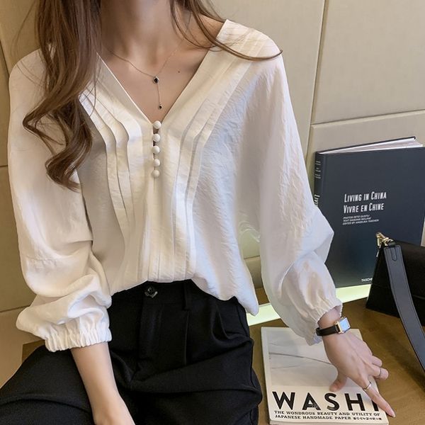 korean style women blouses brandy melville poleras de mujer new large size shirts solid v-neck blusas mujer de moda 2020, White
korean style women blouses brandy melville poleras de mujer new large size shirts solid v-neck blusas mujer de moda 2020, White