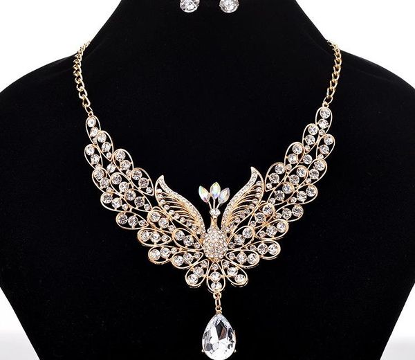 new arrival europe and the united states retro court color drill peacock necklace fashion water drop pendant necklace set66, Silver
new arrival europe and the united states retro court color drill peacock necklace fashion water drop pendant necklace set66, Silver