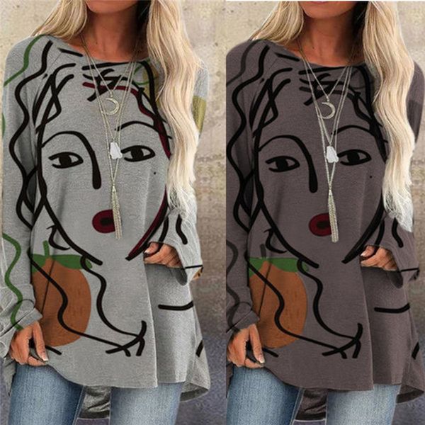 dropshipping loose womens plus size tshirts girl face pattern printed long sleeve autumn female clothing, White
dropshipping loose womens plus size tshirts girl face pattern printed long sleeve autumn female clothing, White