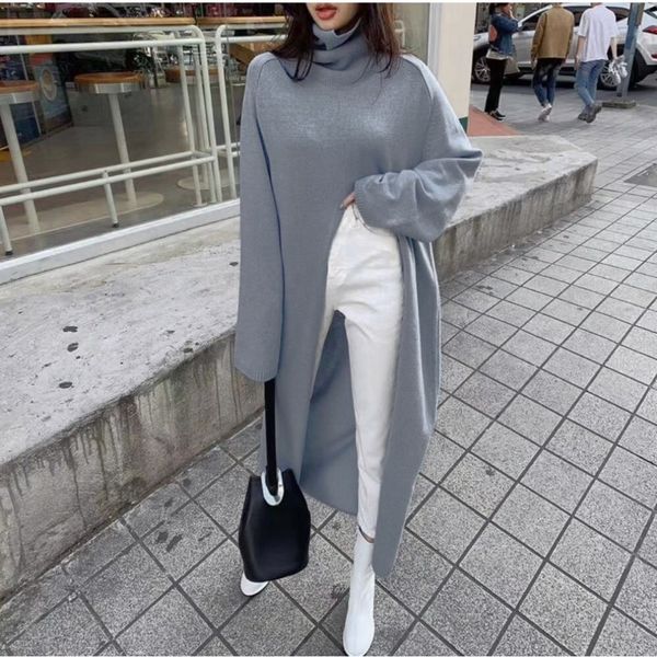 women's sweaters autumn 2021 white turtleneck knitted sweater dress women korean elegant high waist split, White;black
women's sweaters autumn 2021 white turtleneck knitted sweater dress women korean elegant high waist split, White;black