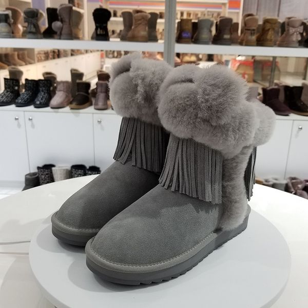 2020 new genuine leather +natural fur snow boots ears tassel boots women's shoes to keep warm flat cotton shoes, Black
2020 new genuine leather +natural fur snow boots ears tassel boots women's shoes to keep warm flat cotton shoes, Black