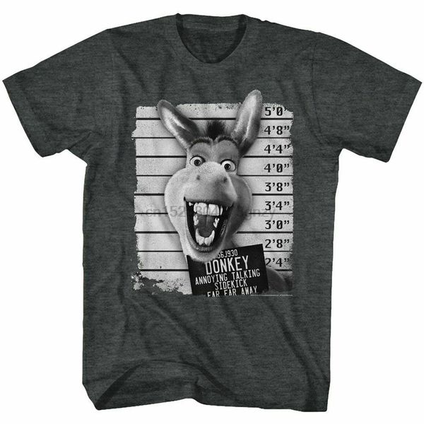 shrek mens short sleeve t-shirt black heather donkey mugstee shirt