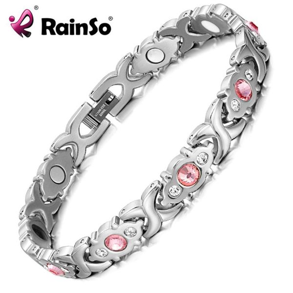rainso female bracelet shiny crystal stainless steel fashion health jewelry magnetic hologram bracelet charm chain & link bangle, Black
rainso female bracelet shiny crystal stainless steel fashion health jewelry magnetic hologram bracelet charm chain & link bangle, Black