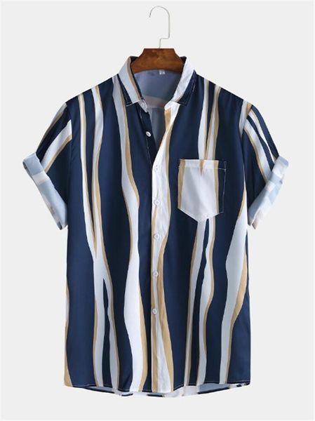 casual contrast color with packet mens clothing men turn down collar short sleeve striped single breasted designer mens shirts, White;black
casual contrast color with packet mens clothing men turn down collar short sleeve striped single breasted designer mens shirts, White;black