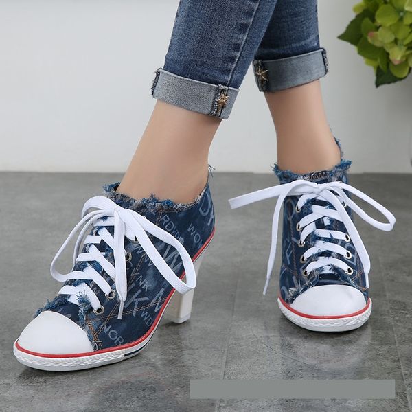 new 2020 women's shoes denim high heels 8cm autumn canvas shoes women roma women pumps large size 34-40, Black
new 2020 women's shoes denim high heels 8cm autumn canvas shoes women roma women pumps large size 34-40, Black