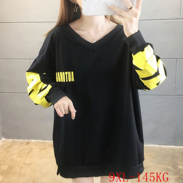 autumn new style women's plus size sweatshirt 6xl-9xl plus size women's v-neck long-sleeved casual pullover loose sweatshirt, Black
autumn new style women's plus size sweatshirt 6xl-9xl plus size women's v-neck long-sleeved casual pullover loose sweatshirt, Black