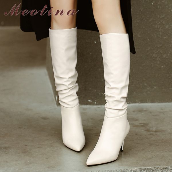 meotina pleated real leather high heel knee high boots women shoes pointed toe stiletto heels slip-on long boots lady winter 43, Black
meotina pleated real leather high heel knee high boots women shoes pointed toe stiletto heels slip-on long boots lady winter 43, Black