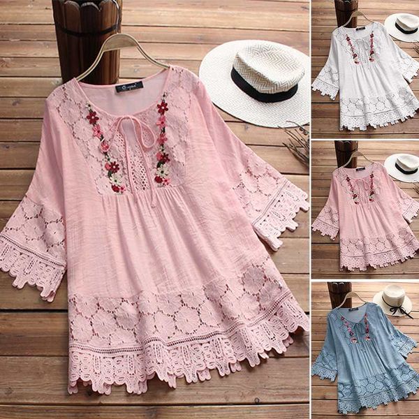 women's lace crochet blouse 2020 zanzea elegant embroidery hollow lace up shirts female hollow out blusas plus size tunic, White
women's lace crochet blouse 2020 zanzea elegant embroidery hollow lace up shirts female hollow out blusas plus size tunic, White
