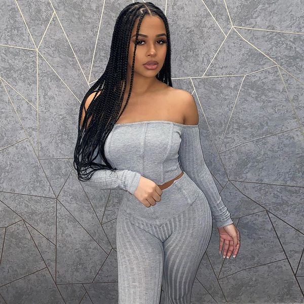 women's tracksuits asia off shoulder two piece set women ribbed long sleeve crop pants 2 outfits autumn lounge wear gray
women's tracksuits asia off shoulder two piece set women ribbed long sleeve crop pants 2 outfits autumn lounge wear gray