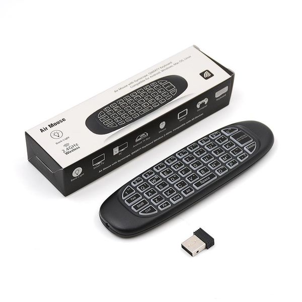 backlight fly air mouse c120 wireless game keyboard rechargeable 2.4ghz universal smart controle remote for android tv box pc
backlight fly air mouse c120 wireless game keyboard rechargeable 2.4ghz universal smart controle remote for android tv box pc
