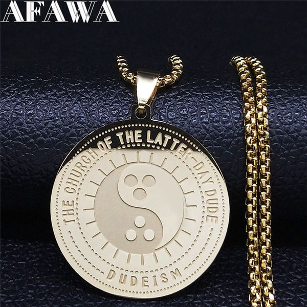 pendant necklaces 2021 the church of latter-daay dude dudeism stainless steel yin yang gossip gold color necklace jewelry bisuteria n647s02, Silver
pendant necklaces 2021 the church of latter-daay dude dudeism stainless steel yin yang gossip gold color necklace jewelry bisuteria n647s02, Silver