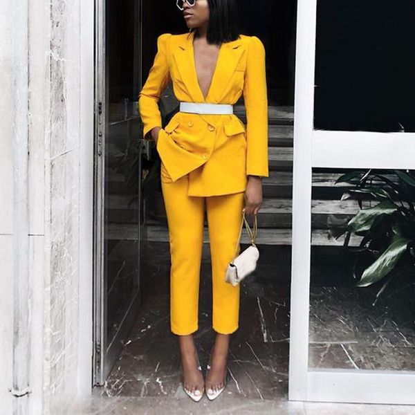 Blazer Feminino Conjunto Pantalone Double Breasted Notched Collar Office Ladies Blazer Pocket Long Sleeve Pant Suits
Blazer Feminino Conjunto Pantalone Double Breasted Notched Collar Office Ladies Blazer Pocket Long Sleeve Pant Suits